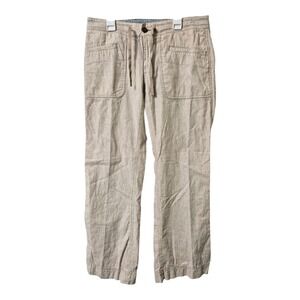 The‎ North Face Women's Linen Cotton Utility Pants Beige Drawstring Size 8